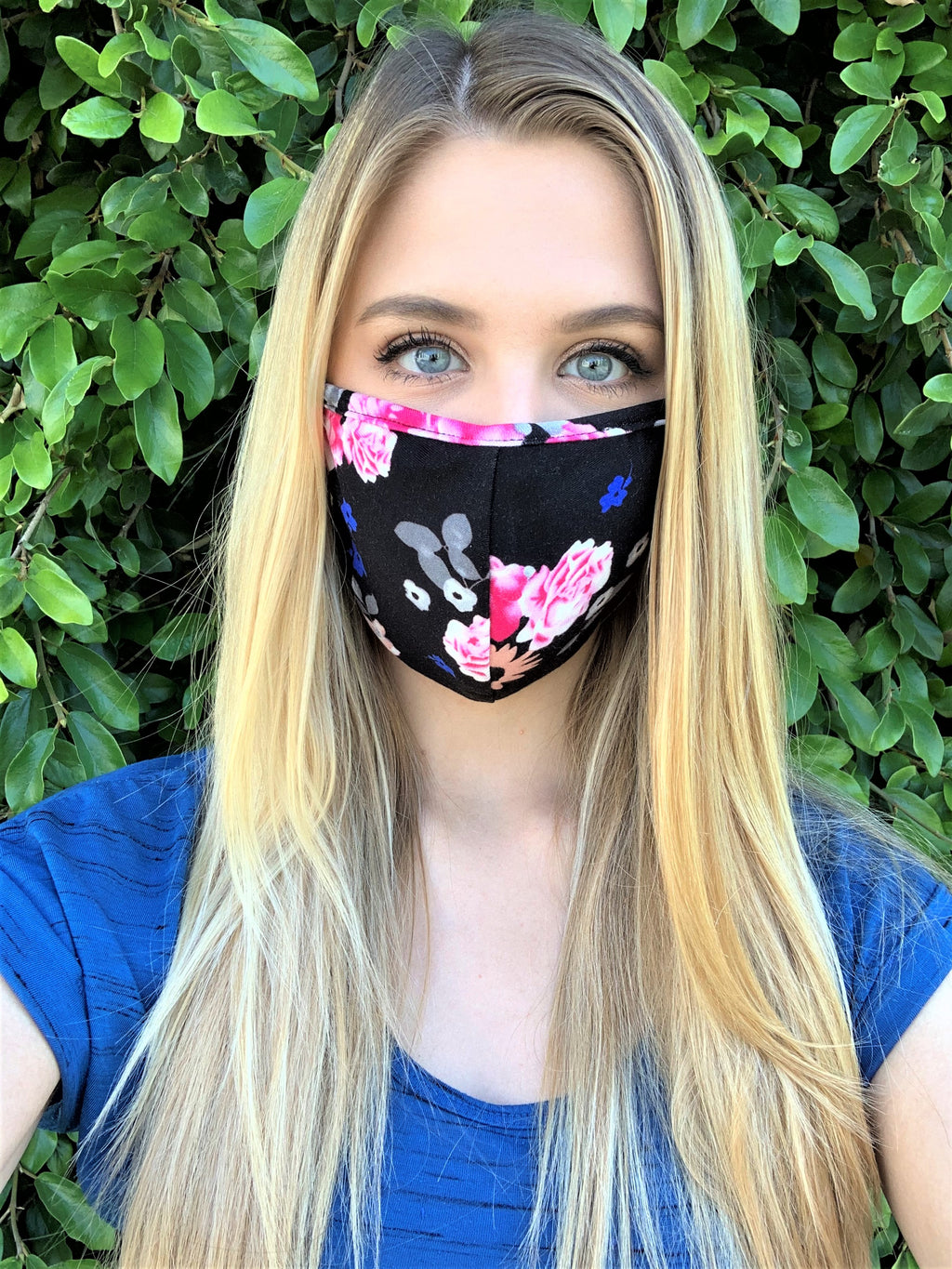 Black Floral Print Comfortable Double Layer Face Mask (5)