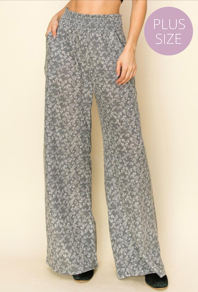 Women's Plus Printed Wide Pants