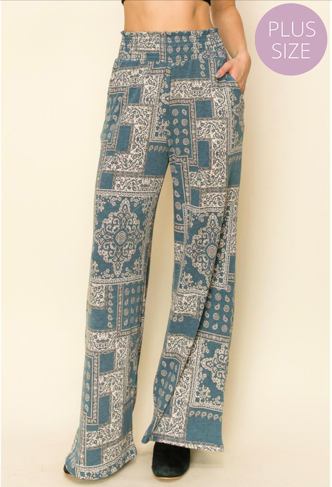 Women's Plus Wide Leg Printed Pants