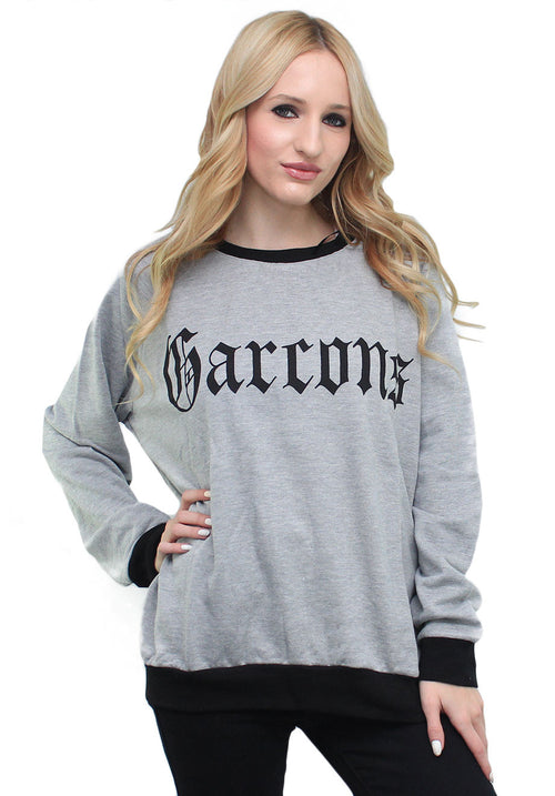 grey printed sweater