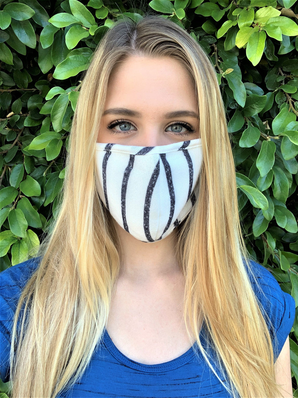 Gray/White Stripes Comfortable Double Layer Face Mask (5)