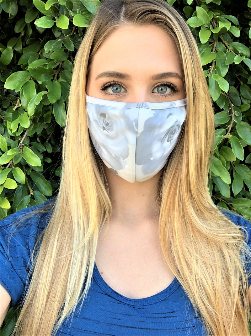 White Floral Print Comfortable Double Layer Face Mask